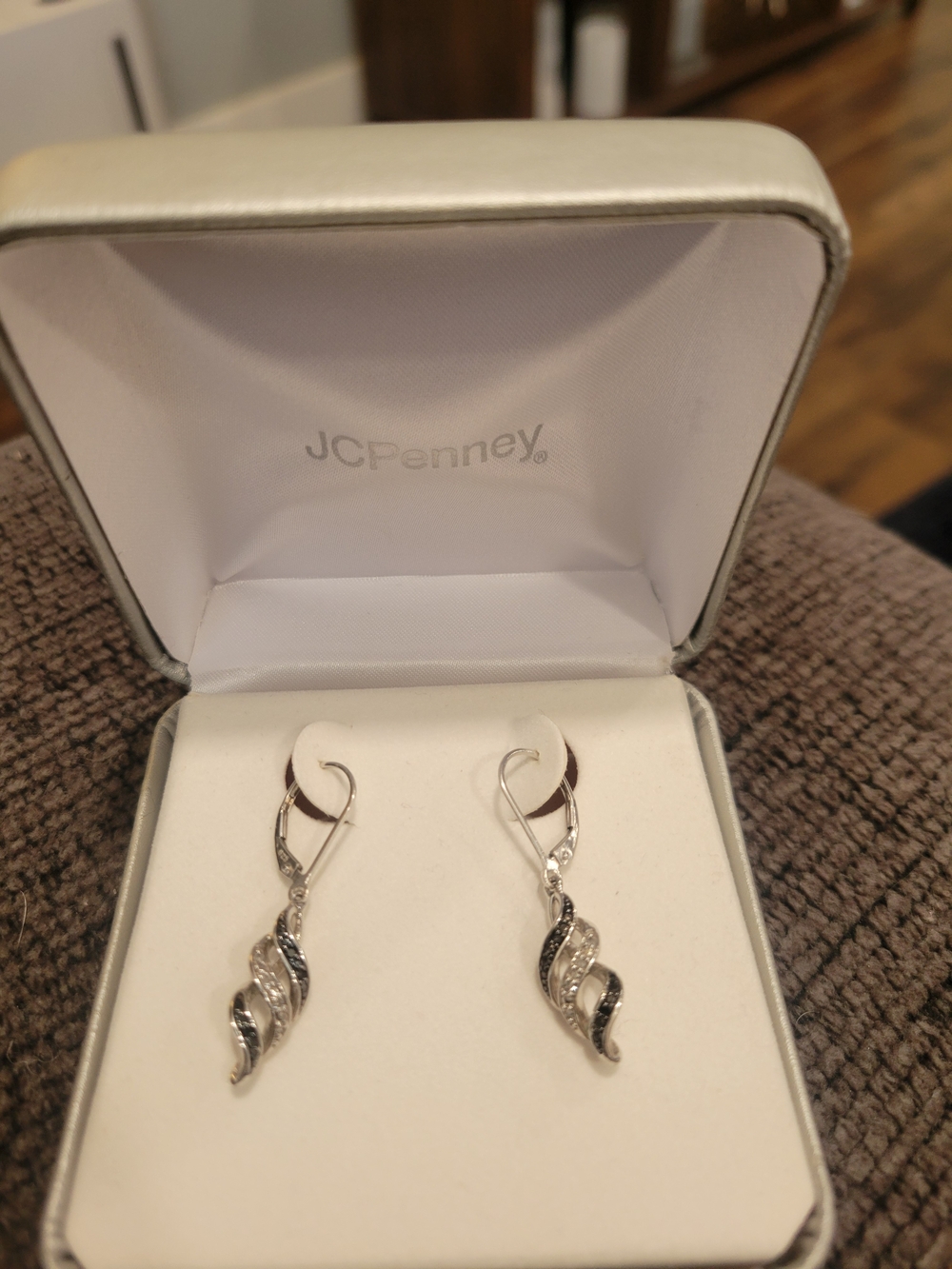 jcpenney Silver and Black Twisted Drop Dangle Earrings